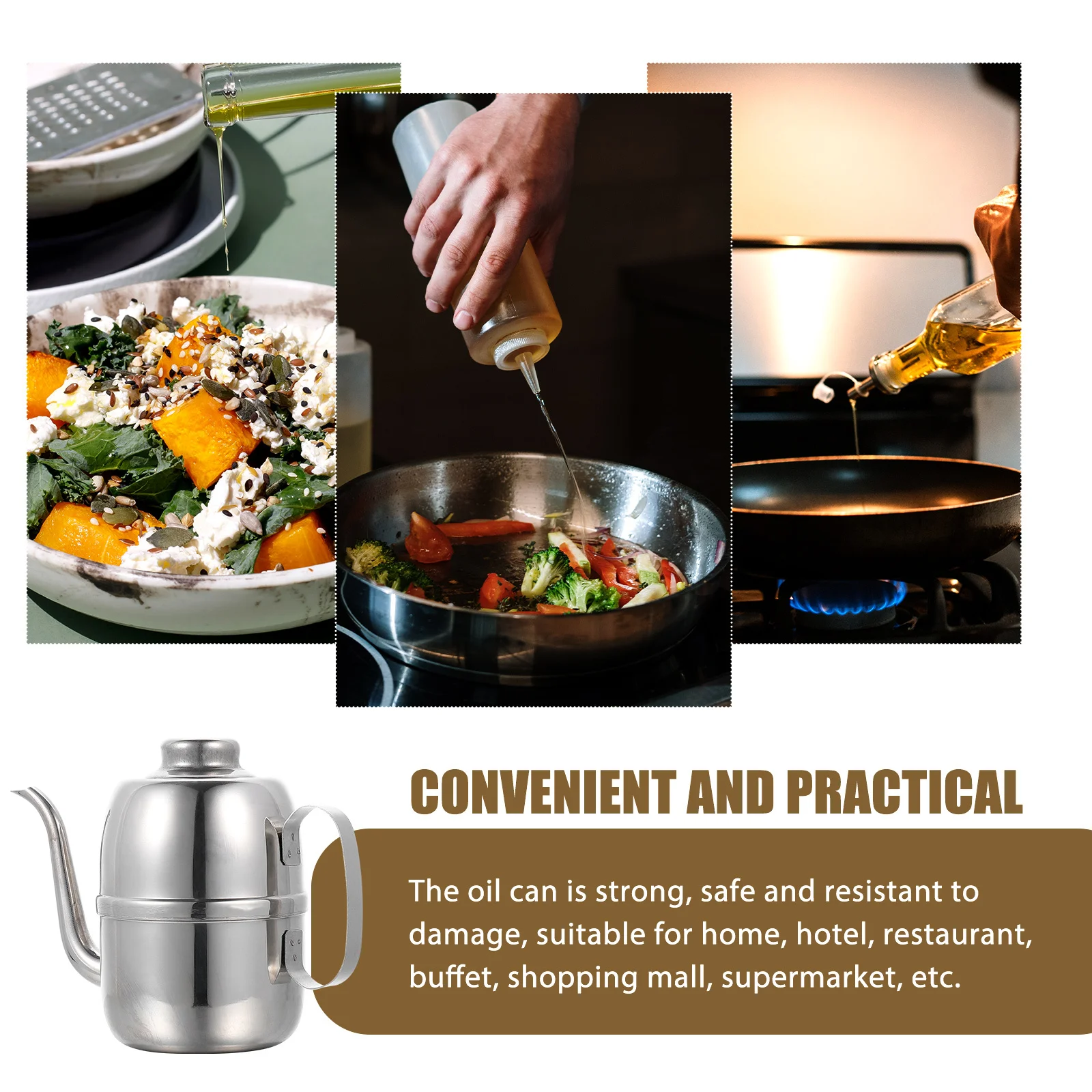

Stainless Steel Oil Dispenser Olive Oil Kitchen Bottle Soy Sauce Dispenser Vinegar Holder Leak-Proof Dustproof Cover