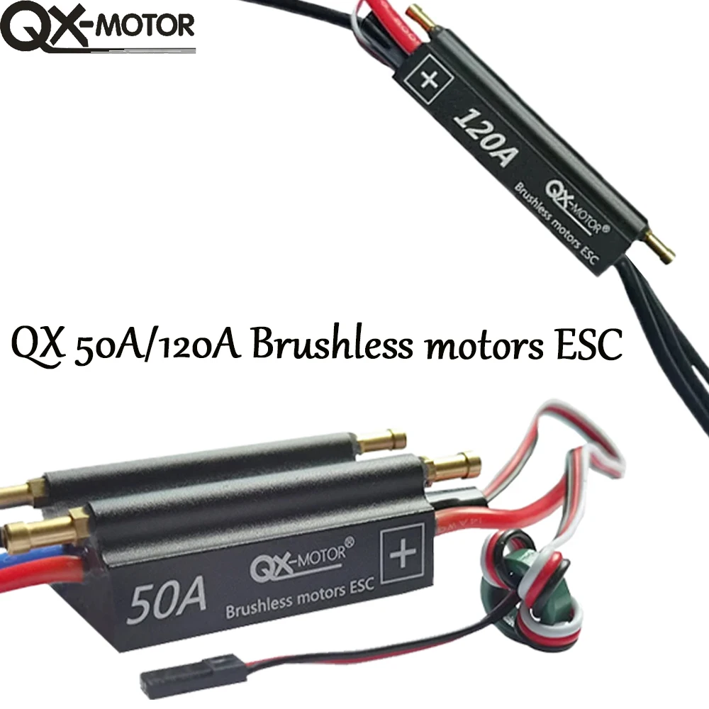 

QX-motor 50A 120A Speed Controller 2-6S Waterproof Brushless ESC For RC Boat Ship With BEC 5.5V/5A Water Cooling Syste