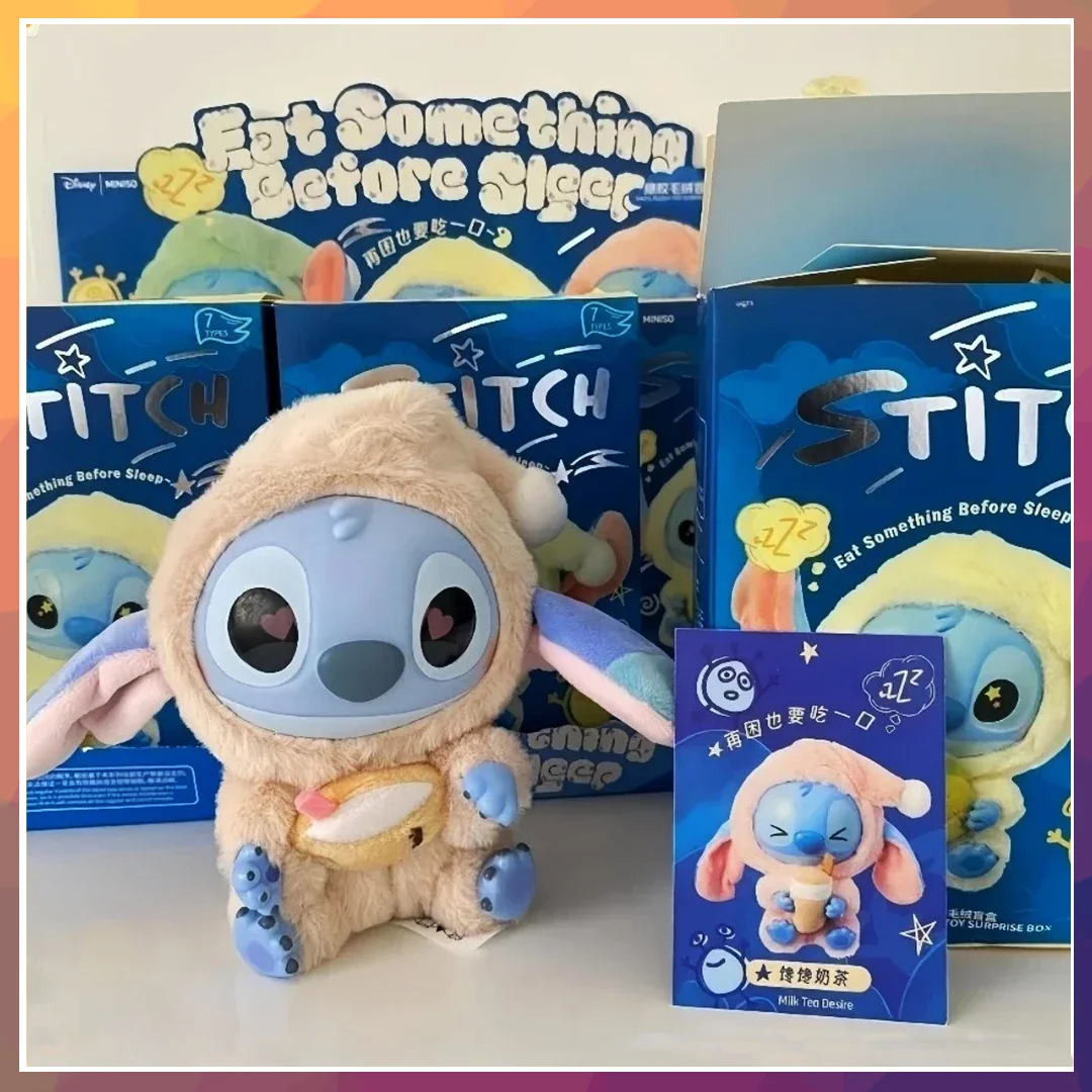 Neue Stich Blind Box Tasche Eat Some Thing Before Sleep Serie Vinyl Anhänger Niedliche Puppe Mystery Box Flauschige Puppe Überraschung Erwachsene Geschenk