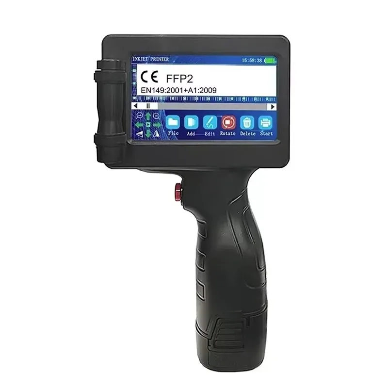 Handheld TIJ 600DPI Inkjet Printer 12.7mm HP Cartridge 0.5kg Ultra‑Light Battery‑Powered for Date Barcode Coding