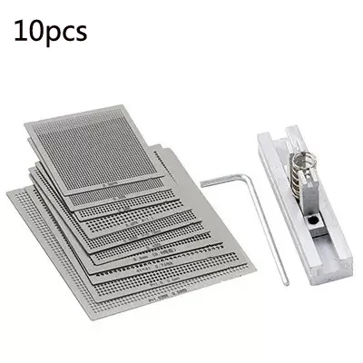 New Heat BGA Reball Reballing Net  universal Stencils Template Set Kit Silver Steel Welding Fluxes with stand