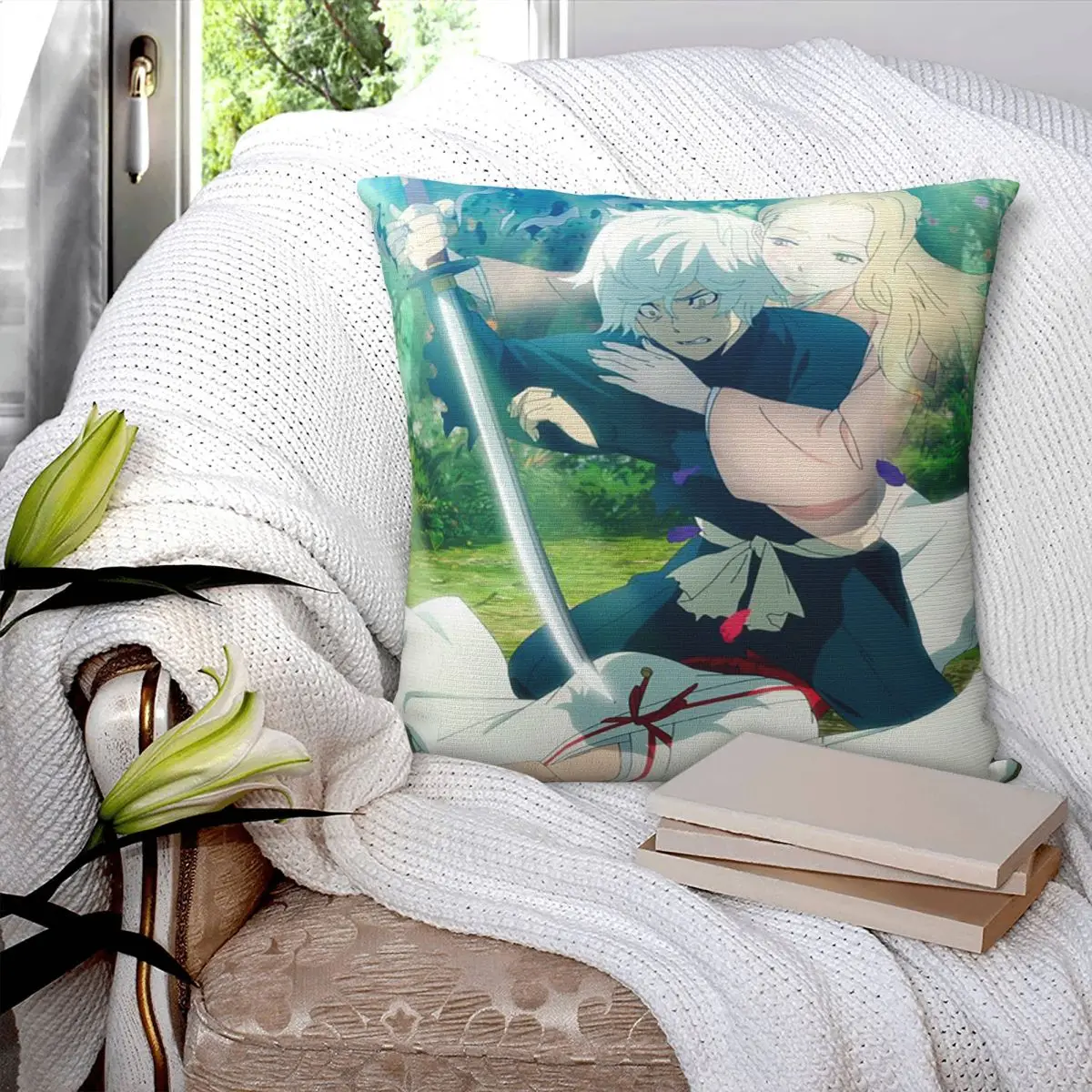 Adventure Anime Hell's Paradise Square Pillowcase Cushion Cover Pillow Case Throw Pillow Cover for Home Bedroom Car