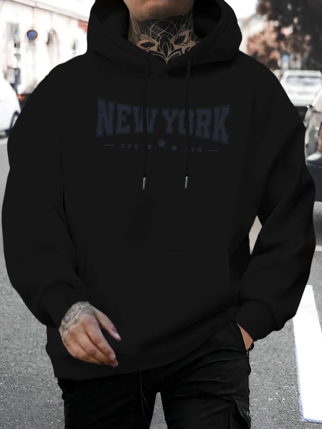 New Spring and Summer Men's Fashion New York Letter Printed Casual Hoodie, Fashion Drawstring Hooded Autumn and Winter Top Comfortable Versatile Long Sleeve Hoodie [Bull King Selection]
