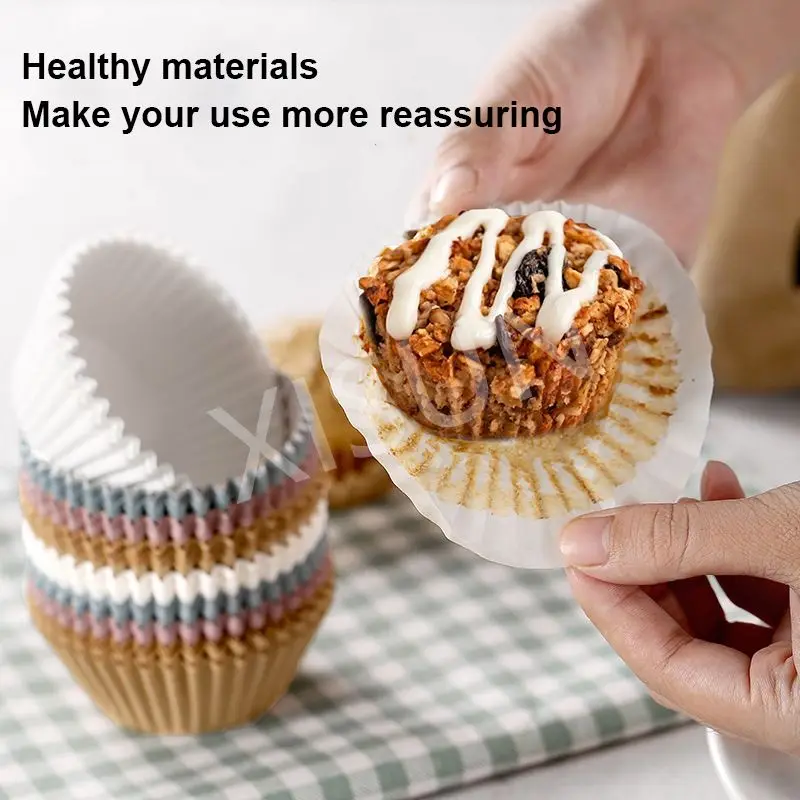 100pcs Safe Food Grade Inks and Paper Grease Proof Cupcake Liners Holiday Party Mini Paper Baking Cups