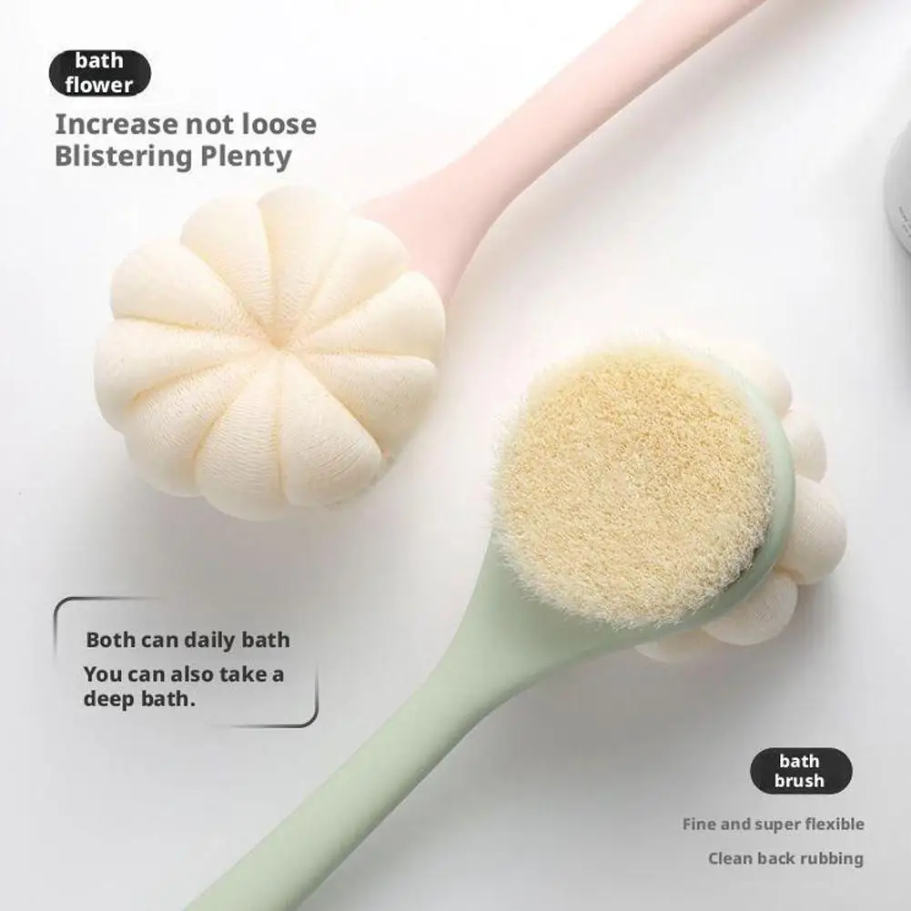 

1pcs Double Sided Scrubbing Tool Bath Brush Long Handle Soft Fur Bath Brush Detachable Scrubbing Towel Strong Back Rubbing Tool