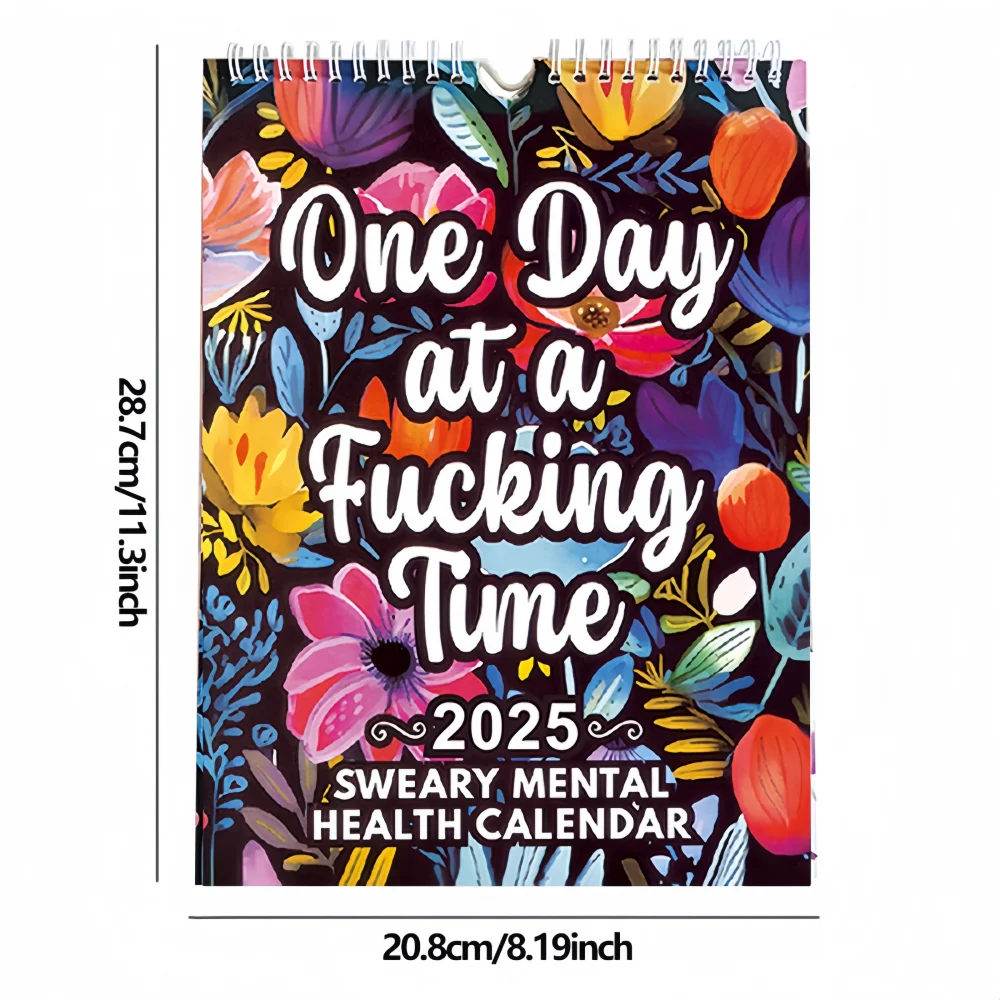 1pc 2025 Creative floral pattern design wall calendar/calendar, motivational language design, 12-month non-duplicate pattern