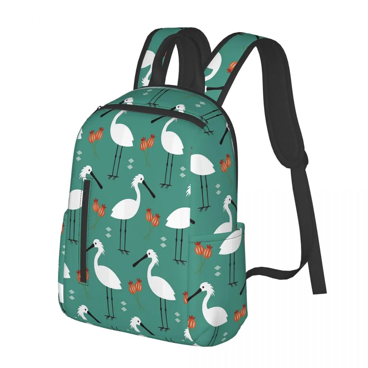 

Spoonbills On Blue Student Backpack School Bag Hiking Travel Daypack for Men Women Fashion Bookbag Shoulder Bags