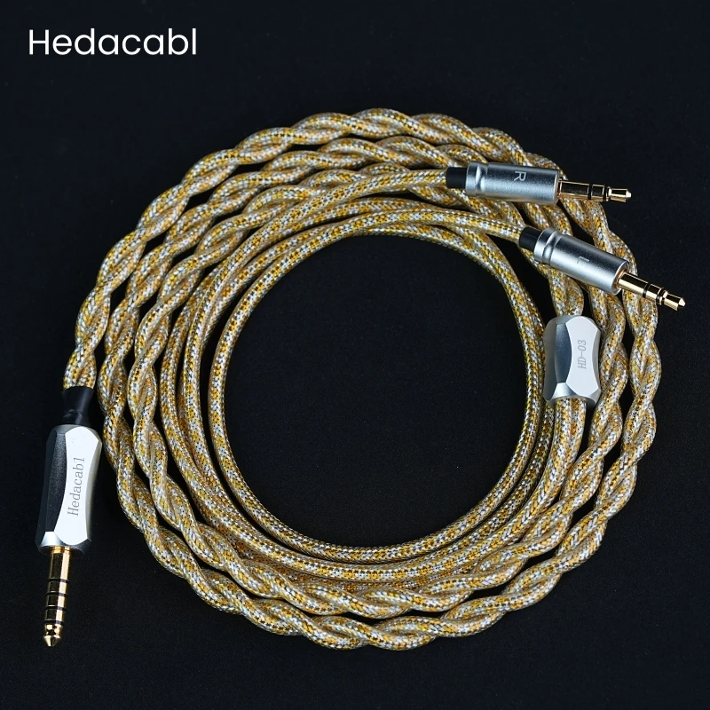 

Hedacabl HD-03 7N OCC Upgrade Cable, Suitable for HIFIMAN HE400se, Dual 3.5mm TRS, 4.4mm Balanced, Shielded Headphone Cable