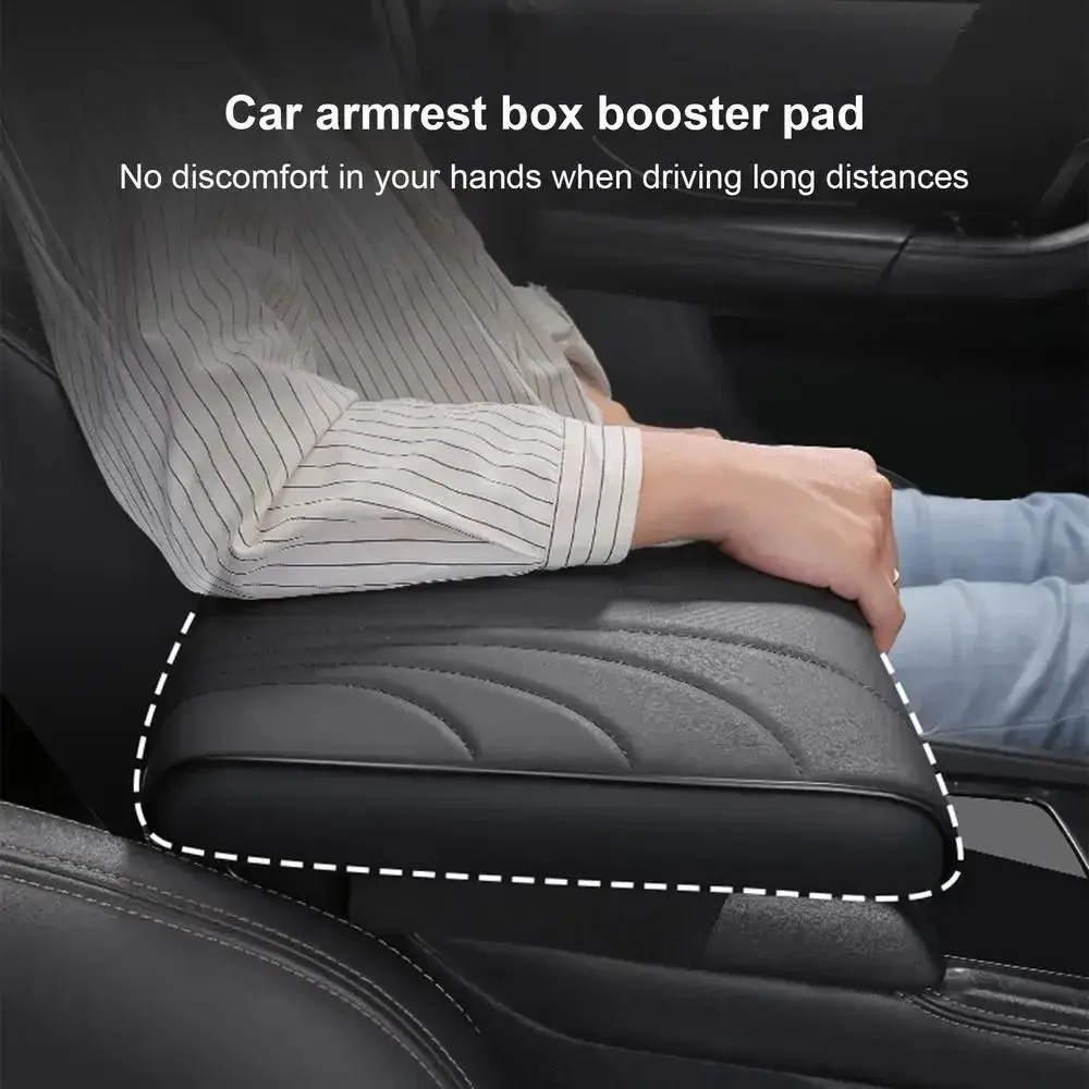 

Thick Car Armrest Mat Comfortable Soft Center Console Cover Elastic Strap Anti-slip Car Elbow Support Pad Arm Height Increasing
