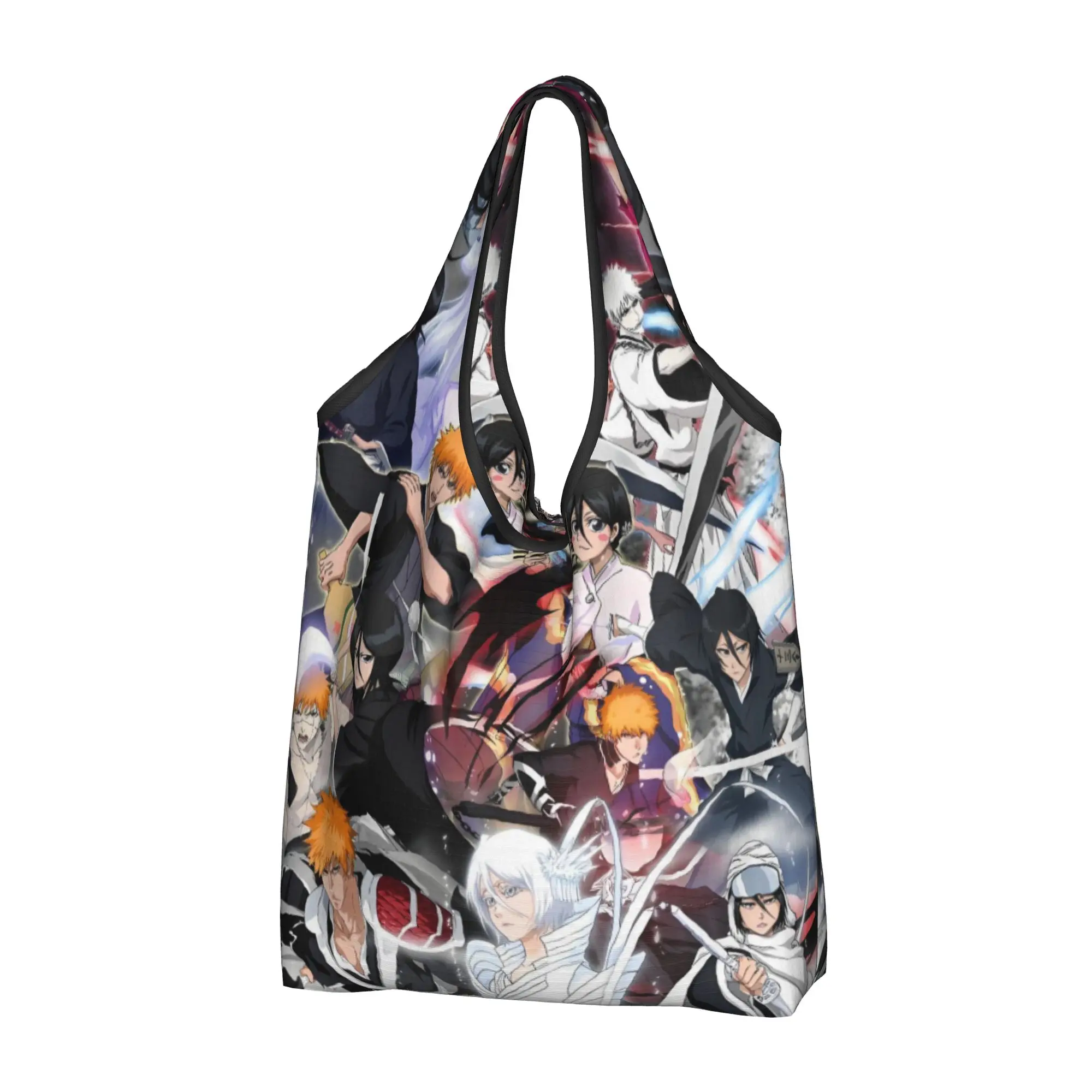 Custom B-Bleaches Comic Hot Japan Shopping Bags Women Portable Big Capacity Grocery  Shopper Tote Bags