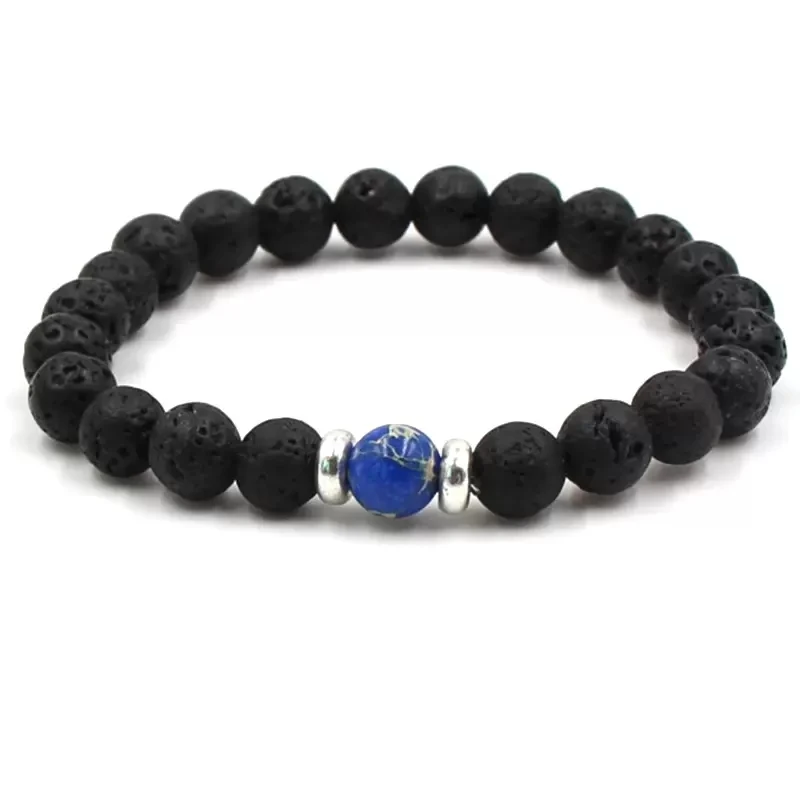 Lava Stone Beads Bracelets For Women Men Couple Jewelry Black Natural Stone Bracelet Volcanic Hand Strings Yoga Chakra Bracelet