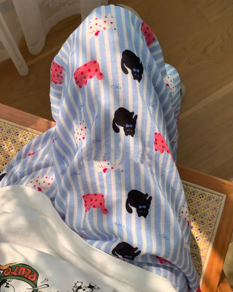 2025 Trendy Striped Pajama Pants For Women - Long Pants With Cartoon Print - Large Size - Loose Fit - Perfect For Home Wearing