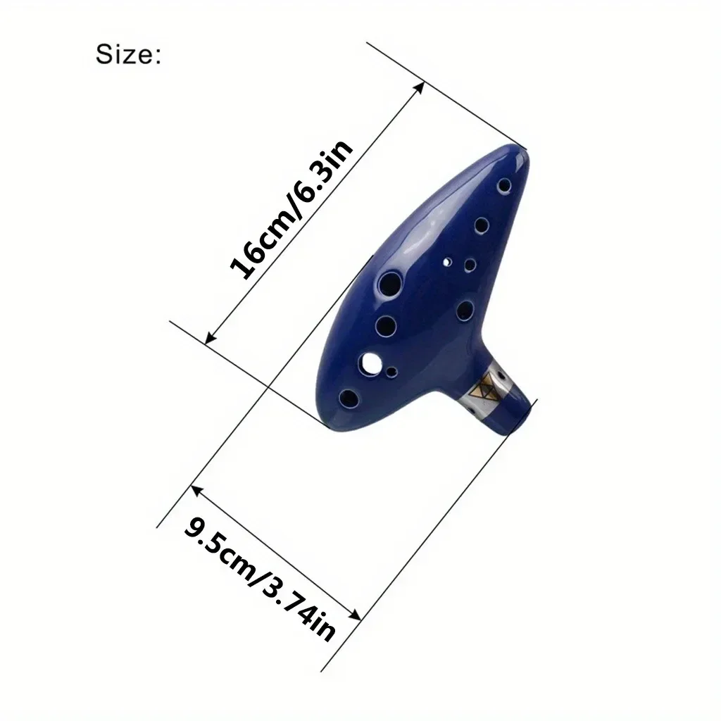 Instrumento musical de flauta de cerâmica com 12 buracos, com caixa colorida, suporte protetor e kit manual de instruções em inglês na chave C