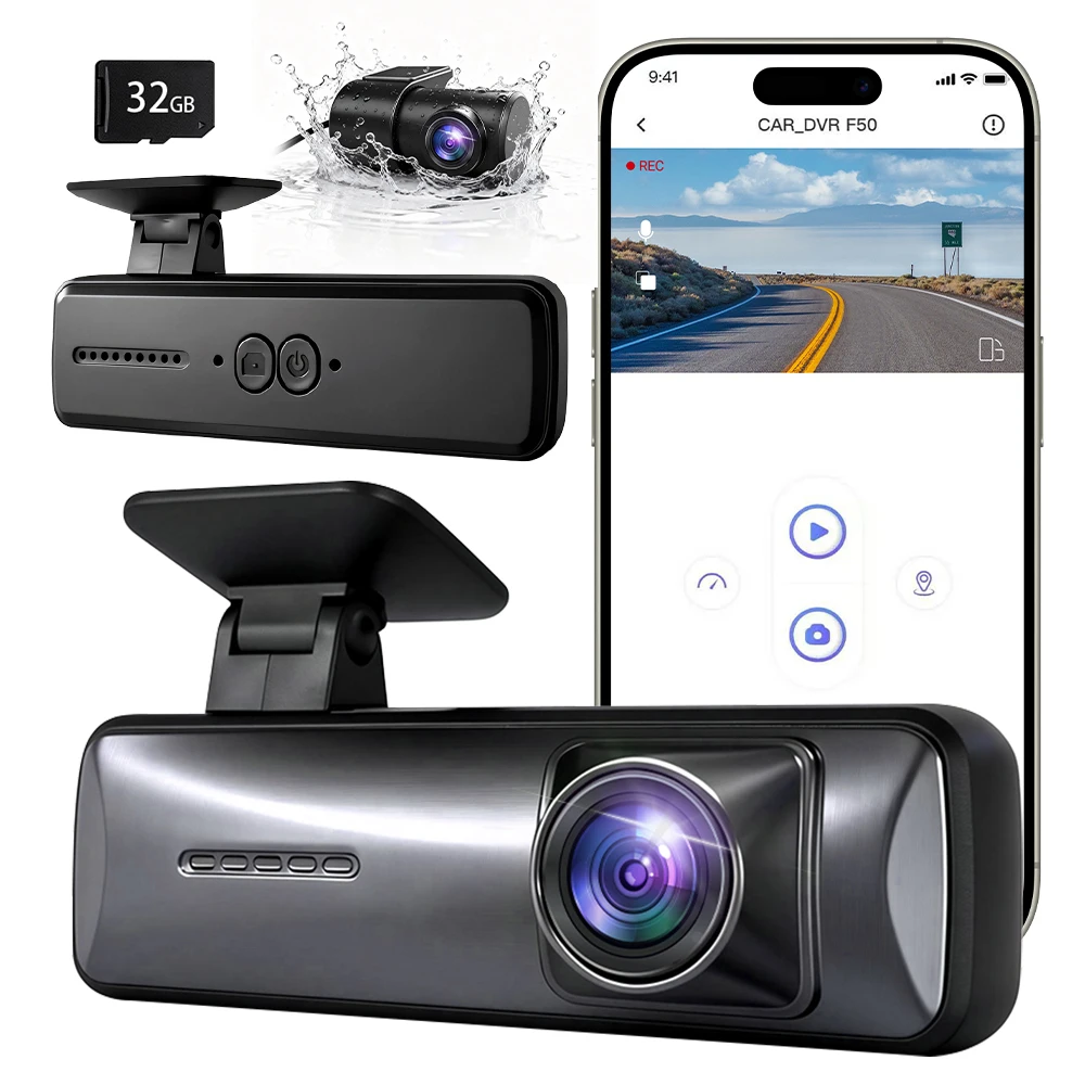 

Видеорегистратор CAMBLO с двумя камерами (передняя и задняя), 2K 1440P, Wi-Fi, ночное видение, циклическая запись, G-сенсор, мониторинг парковки