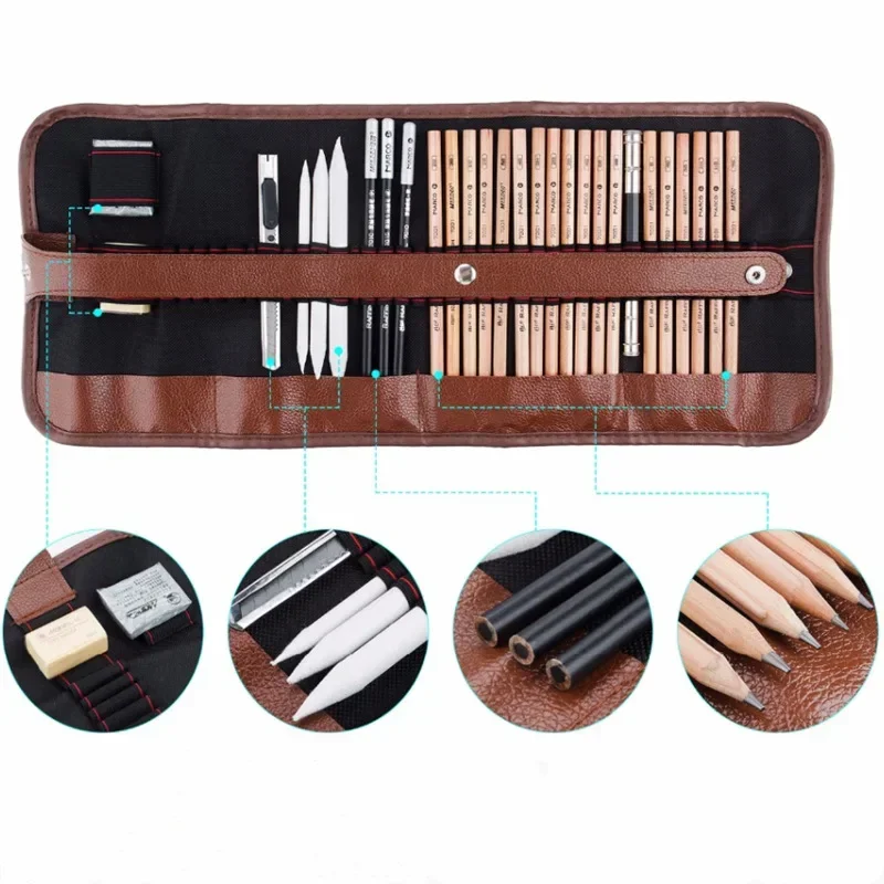 1Pcs Multifunction 36 Hole Pencil Case Clay Sculpture Tool Storage Bag Toolkit Carving Needle Set Storage Pounch Canvas Fabric