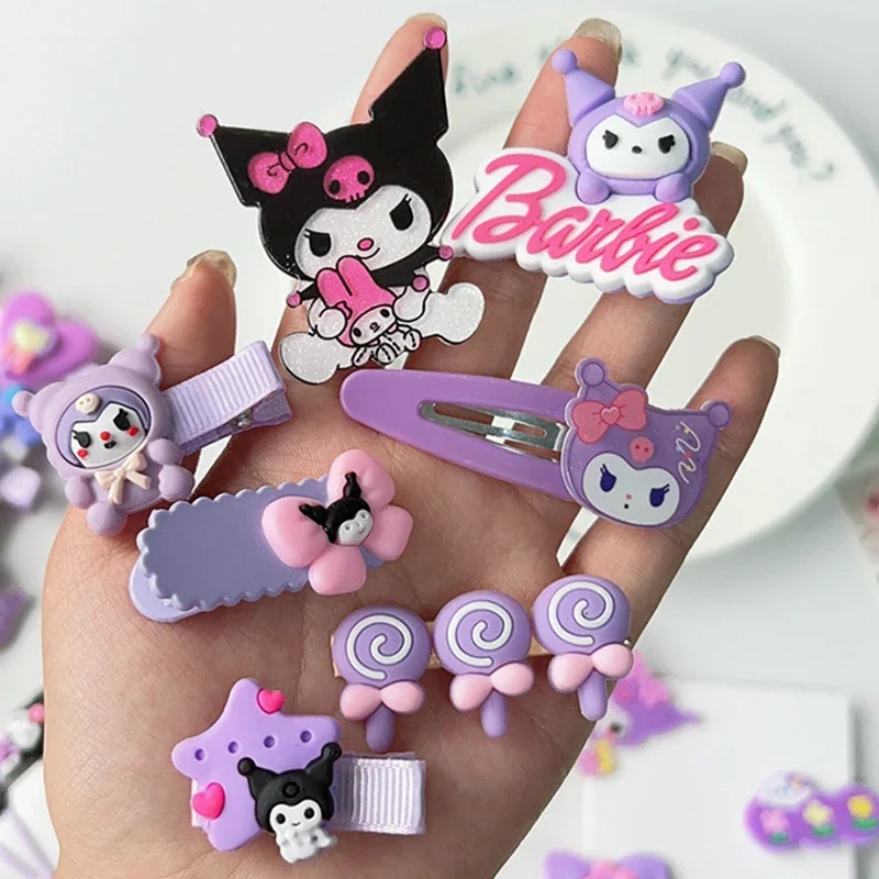 14pcs Sanrioed Kuromi Cute Hairclip Headwear For Girls Anime Cartoon Fashion Hairpin Hair Accessories Kids Birthday Xmas Gift