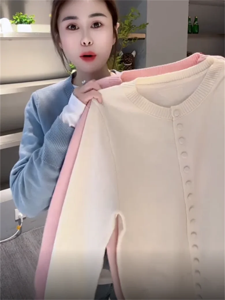 

Red Knitted Open Cardigan Sweater Women's Outerwear Faionable Lazy Sle Autumn Winter New Arrival Anti-Aging Trendy Top Coat