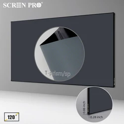 SCREENPRO-Écran de projection ALR UST, 120 pouces, prisme T, cristal gris, 16:9, écrans de projection anti-lumière avec cadre fixe de 7mm