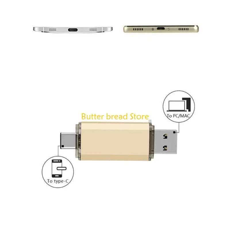 W89C Type-C OTG 2 in 1 USB Memory Photo Drive محرك أقراص فلاش للهاتف الذكي اللوحي