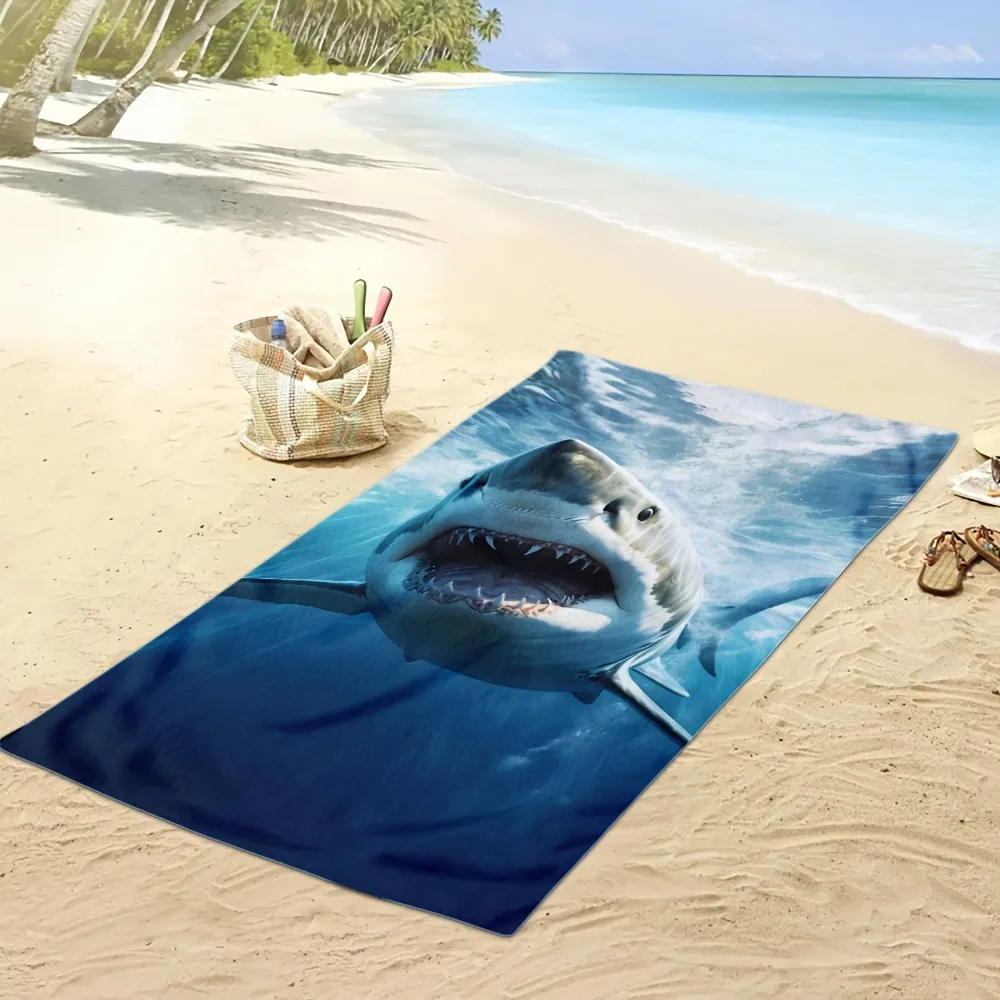 Shark-Inspired Beach Towel: Dive into Summer Fun! Suitable for towels, bath towels, beach towels