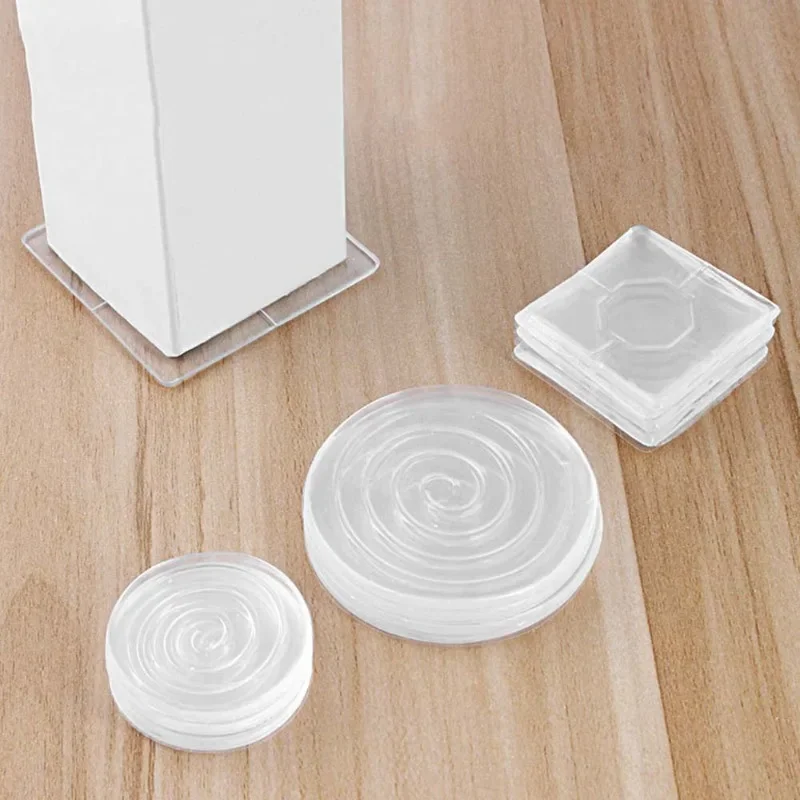 Silicone Anti-moving Table Foot Mat Bed Foot Anti-slip Fixator Bed Leg Table Corner Table Sofa Transparent Furniture Gasket