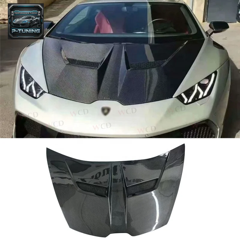 

V Style Dry Carbon Fiber Engine Hood Bonnet for Lamborghini Huracan LP610 LP580 EVO Front Hood Cover Bodykit