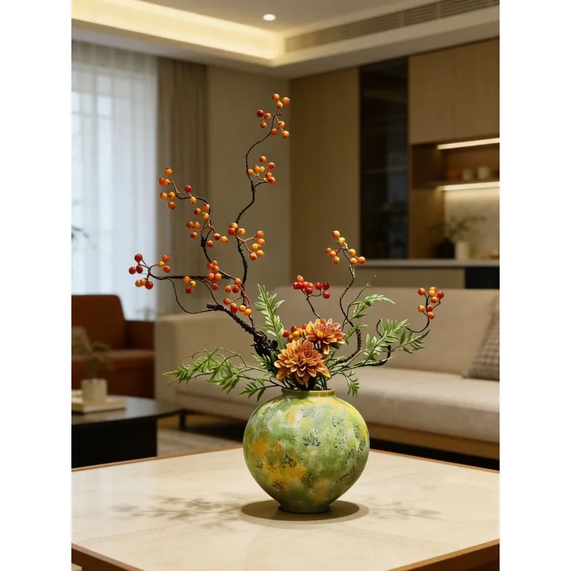 Simple modern cream style ceramic vase ornament, French medieval style art decoration in the living room