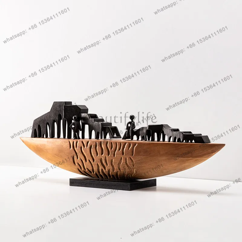 Creative model room decoration wood carving handicraft decoration hotel decoration