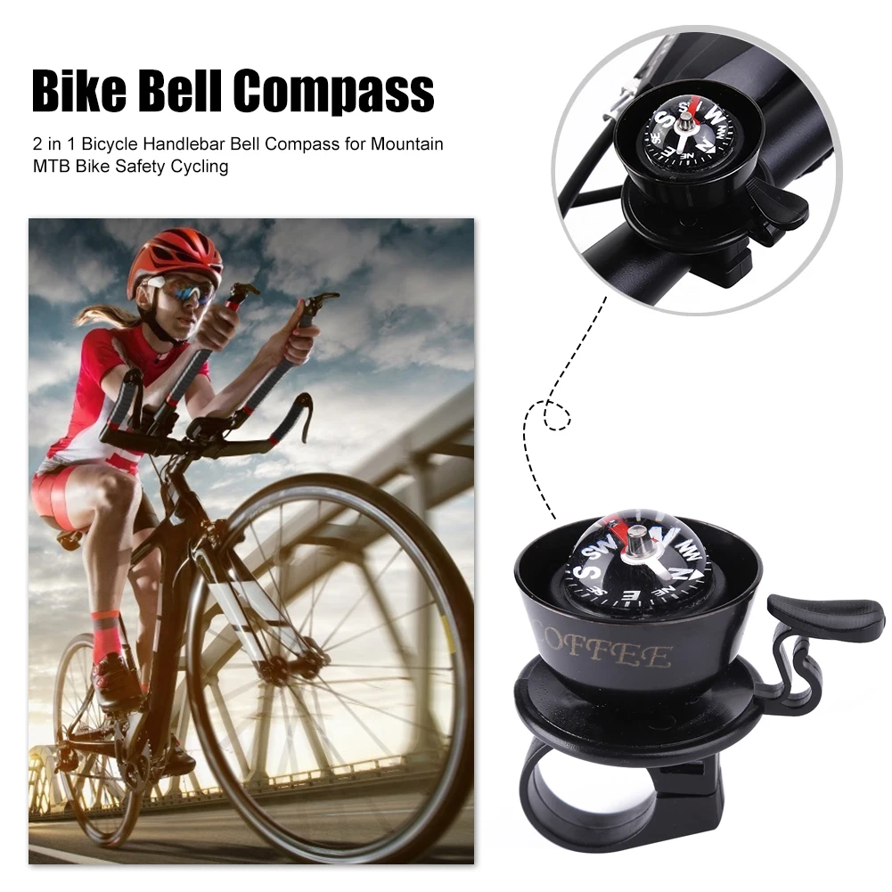 جرس بوصلة صغير للدراجة الرجعية من سبائك الألومنيوم جرس الدراجة المقود القرن الدائري إنذار الطريق الجبلية دراجة سكوتر كهربائي قابل للطي