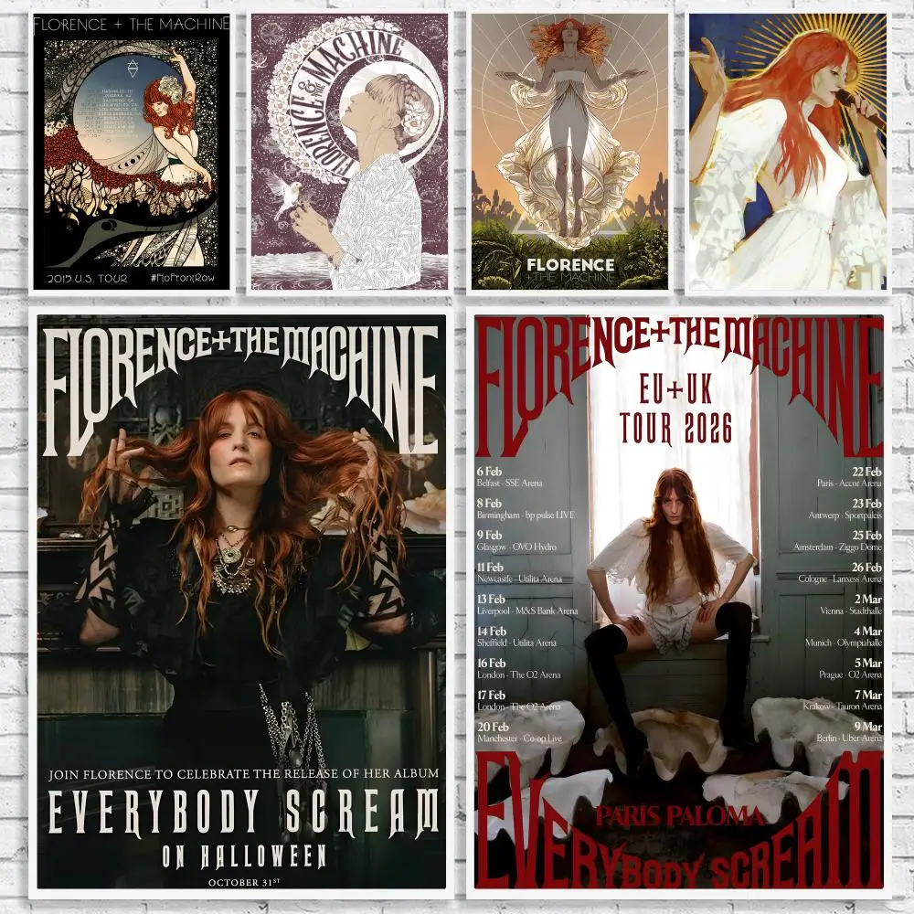 Band F-florence And The Machine Poster High-Quality Canvas Wall Mural Crease-Free For Living Room Bedroom Interiors