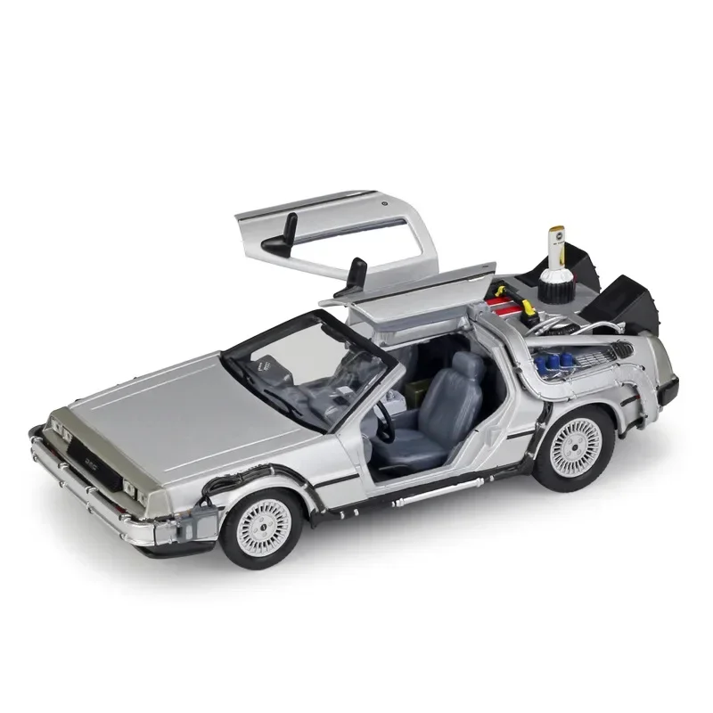 WELLY Diecast 1:24 Scale Model Car Toy Delorean For Movie Back to The Future Part 1/2/3 DMC-12 Metal Alloy Toy Car For Kids Gift