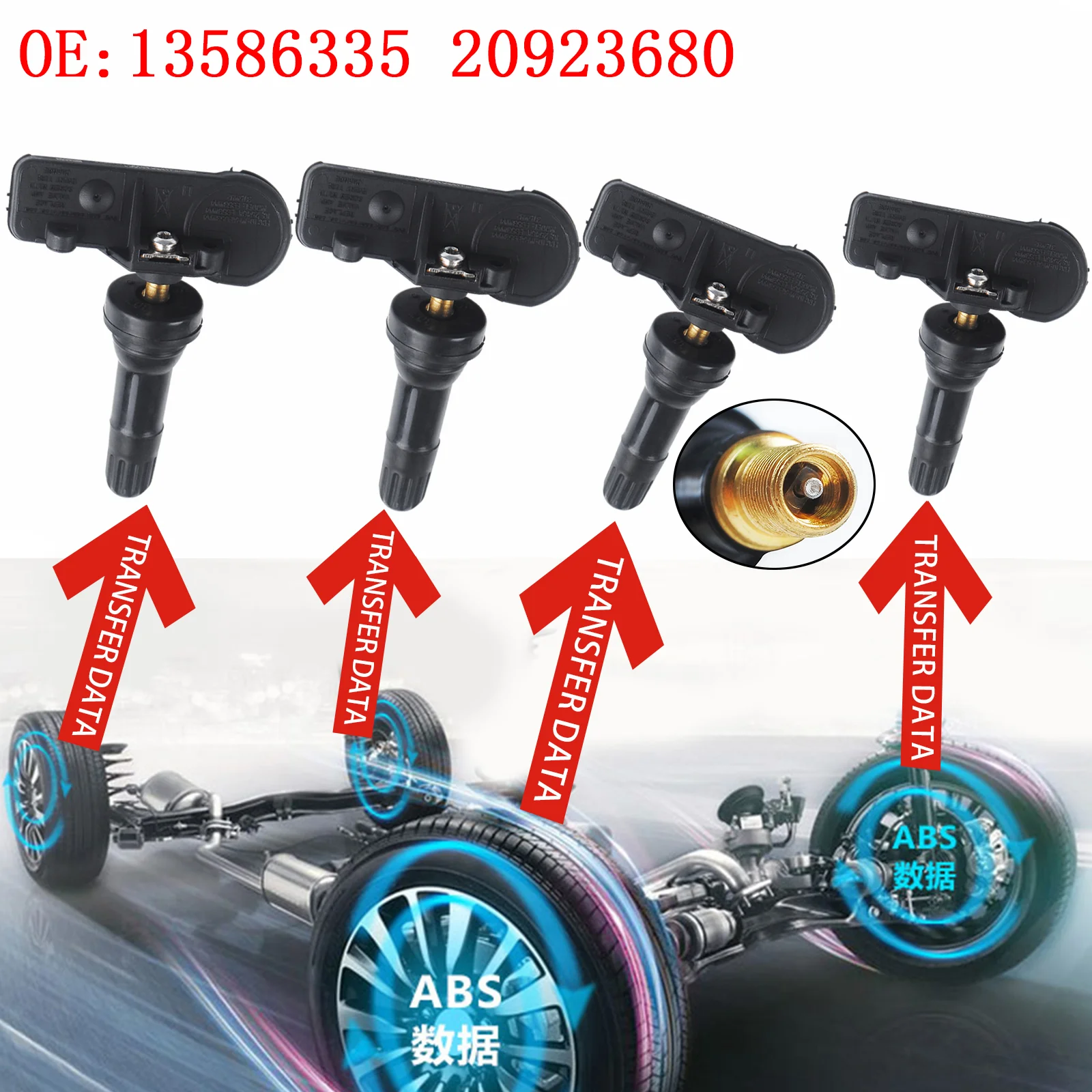 

13586335, 20923680 4 PCS TPMS Tire Pressure Sensor for Chevrolet Tahoe Traverse GMC Acadia TPMS Sensors, Quick Installation