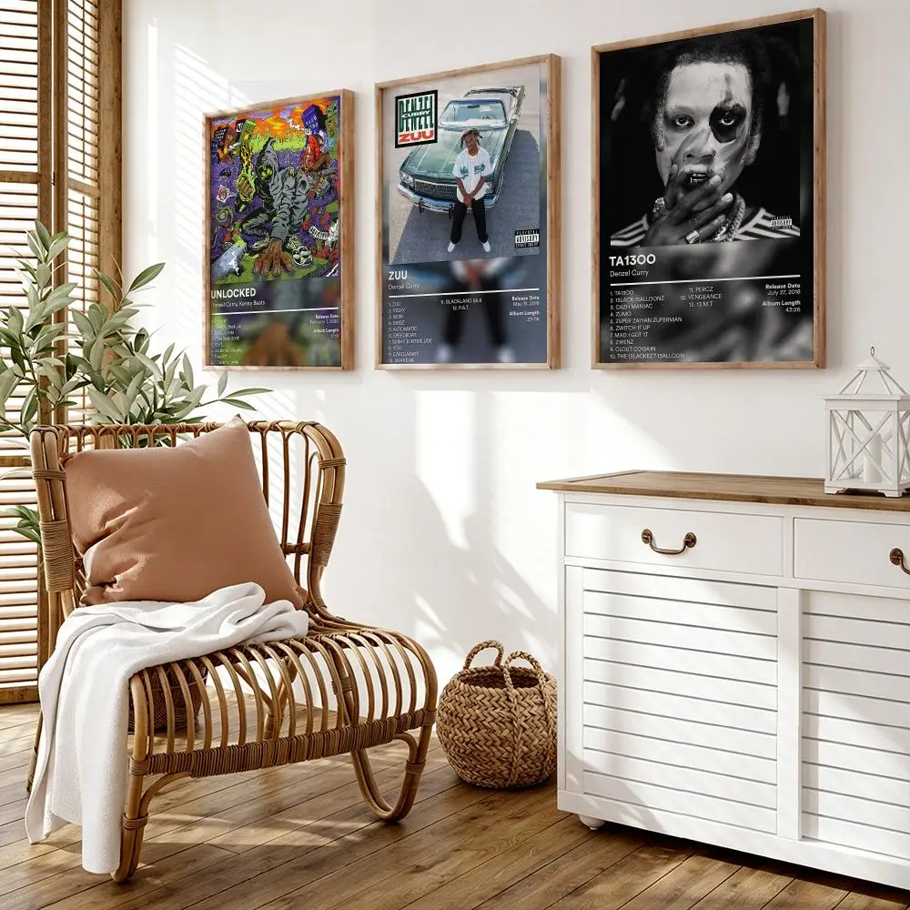 Rapper D-Denzel Curry Album Poster Wall Stickers HD Painting Self Adhesive Art Decals for Bedroom Living Room Home Decor