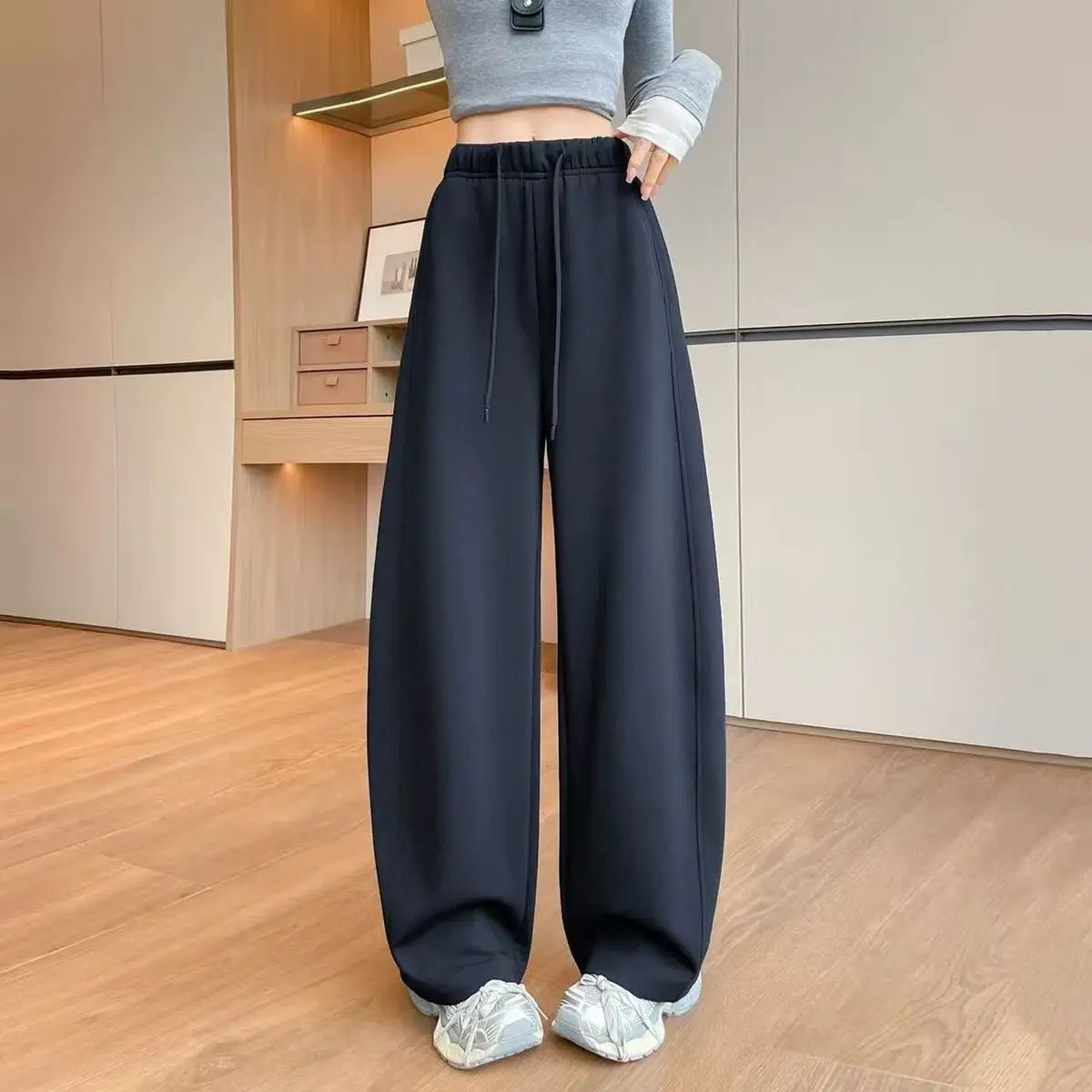 Women Wide Leg Pants 2026 Spring High Waist Loose Straight Floor Length Trousers Elegant Drape Flattering Casual Bottoms