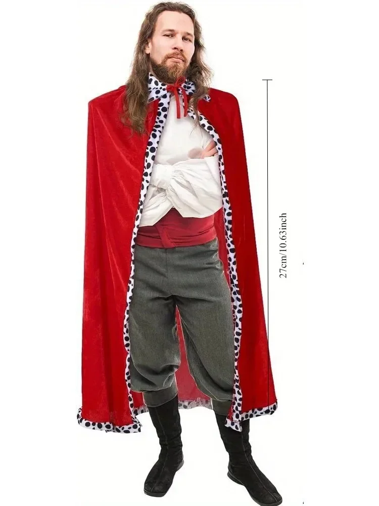 2-teiliges rotes Kostüm für Erwachsene Robe mittelalter licher Prinz Royal Cape Halloween Kostüm Bühnenshow Cosplay Party Zubehör