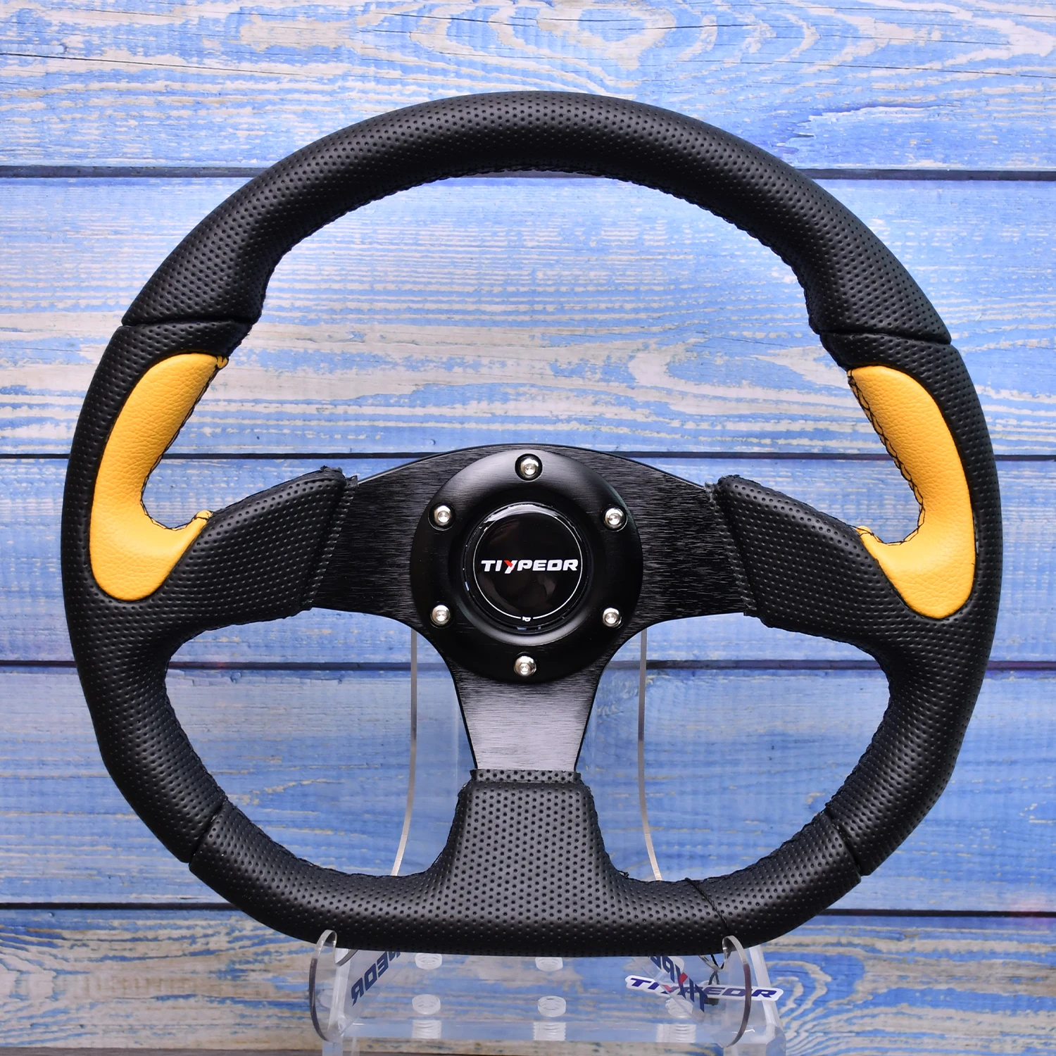 

Tiypeor Car-Styling Sport Yellow Car Steering Wheel Racing Type PVC Universal 320MM accesorios para auto tools