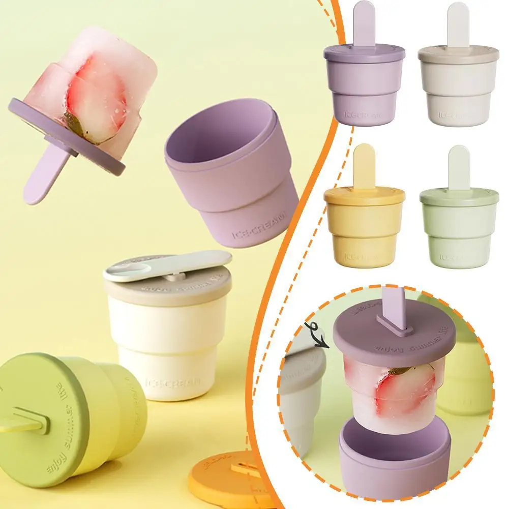 

1Popsicle Mold Silicone Ice Cream Mold Cup With Popsicle Handmade Stick Grade Bar Tools Maker Food Kid Cream Summer Ice P7S1