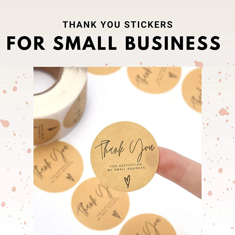 100-500pcs Thank You for My Small Business Stickers Paper Thank You Label Sticker Kraft paper Adhesive Shipping Mail Labels