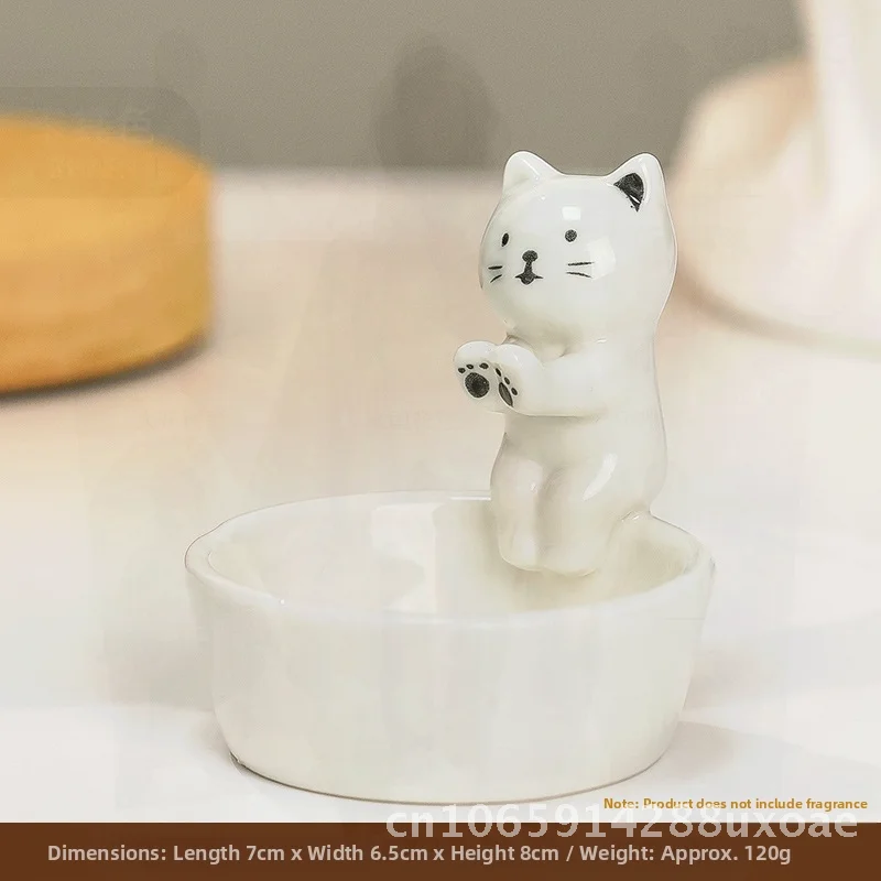 

Cute Cartoon Ceramic Candle Holder Aromatherapy Desktop Gas Lamp Decoration Little Capybara & Little Kitten Designs Popular
