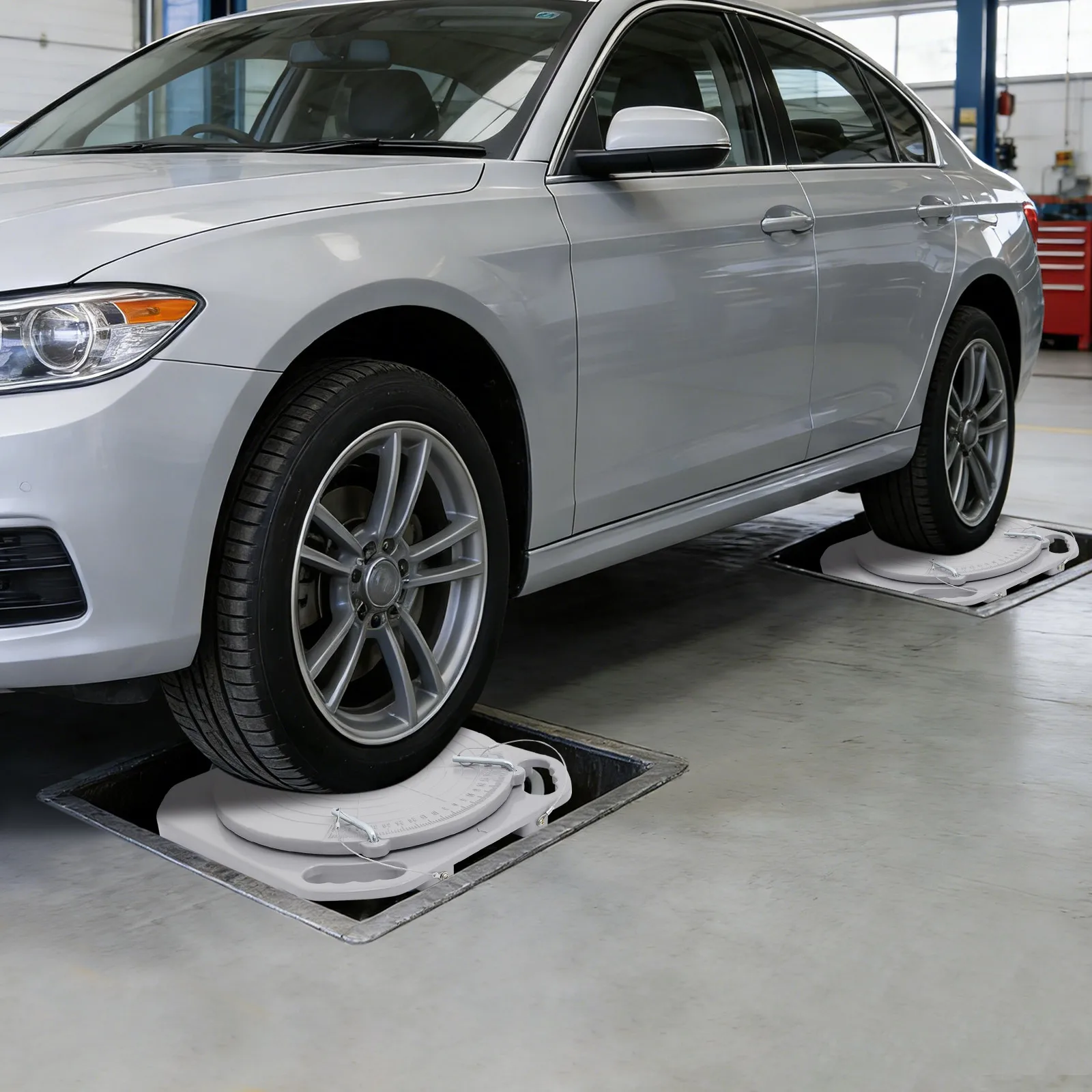 Portable 4-Wheel Alignment Turn Plates for Auto Repair Shop, Gray, 1 Pair Turn Plates for Front End Alignment, 6613lb Capacity - Detail 1