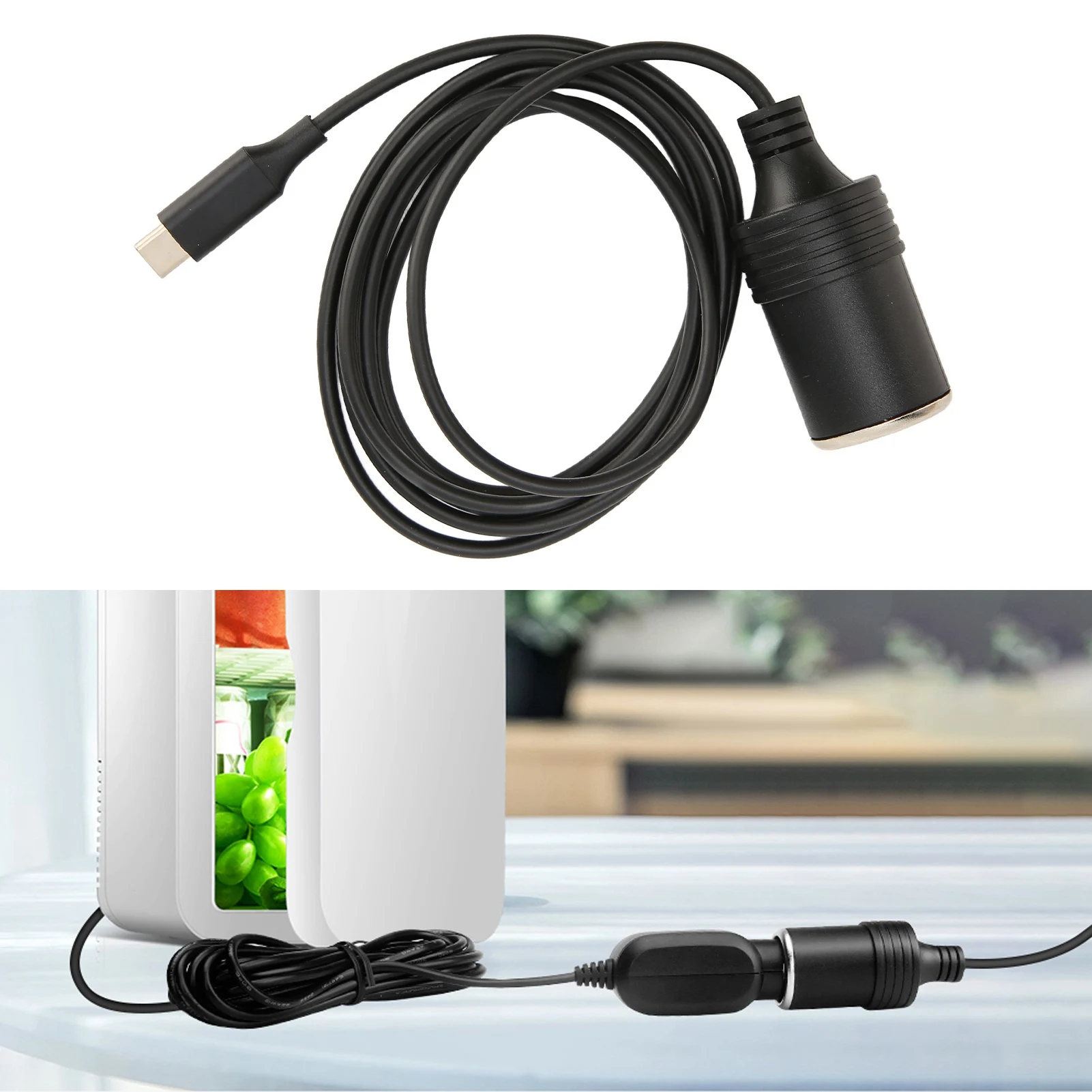 Type C To Lighter Cable Plug and Play Widely Used 45W 4.9ft Long Stable USB C To Lighter Cable PVC Portable for Car