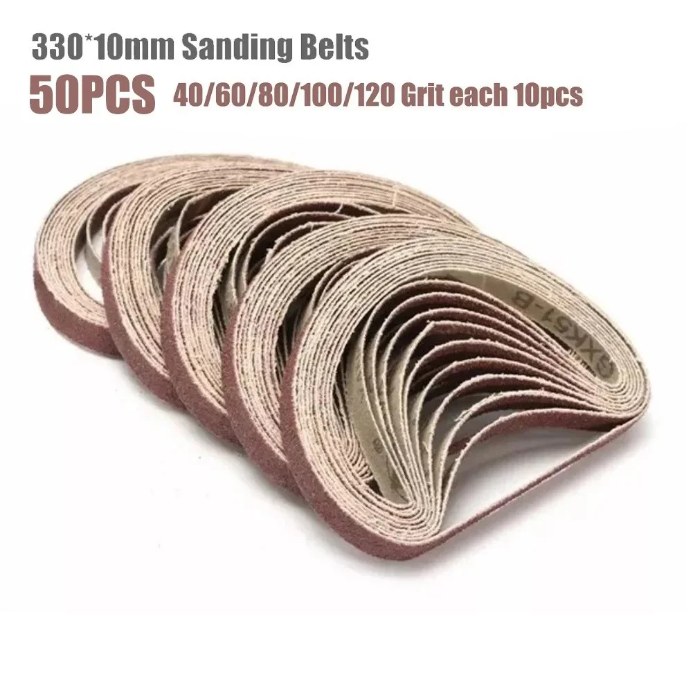 

50pcs 330*10mm Sanding Belts 40 60 80 100 120 Grits Sandpaper Abrasive Bands Wood Metal Abrasive Polishing For Belt Sander