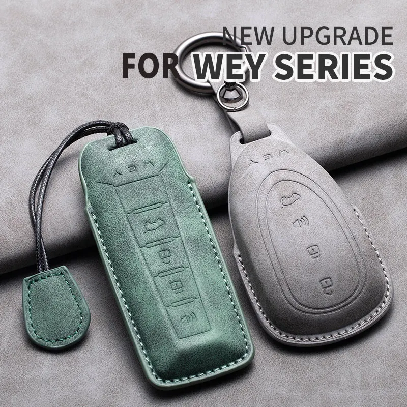 

Leather Car Key Case Cover Protect Shell Bag Keychain For Great Wall GWM WEY Coffee01 Coffee02 WEY-X WEY-S WEY-GT VV5 VV6 VV7 GT