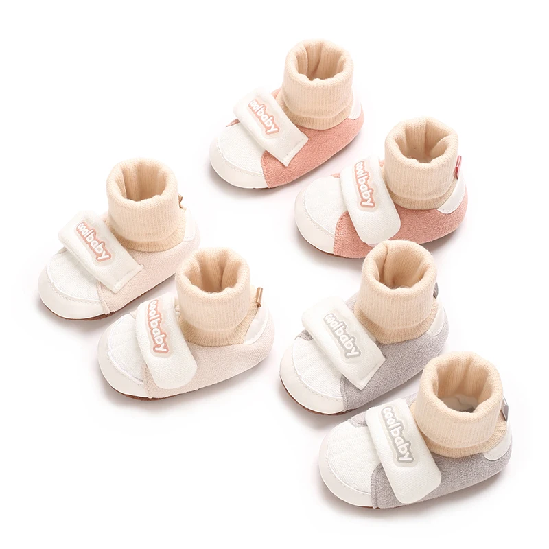 

Comfort Cotton Color block Winter Baby Socks Girl Boots Cotton Soft-Sole Non-Slip Warm Toddler First Walkers Infant Crib Shoes