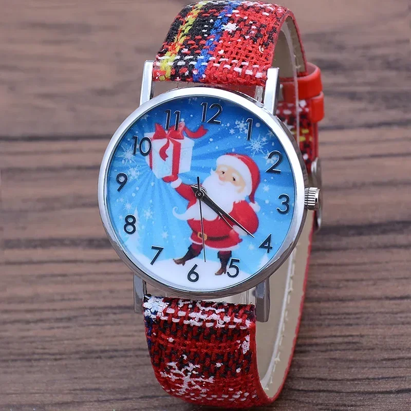 Santa Claus Women's Watches Casual Quartz Wristwatches Bright Color Leather Strap Watches Children Students Clock Gift Relogio