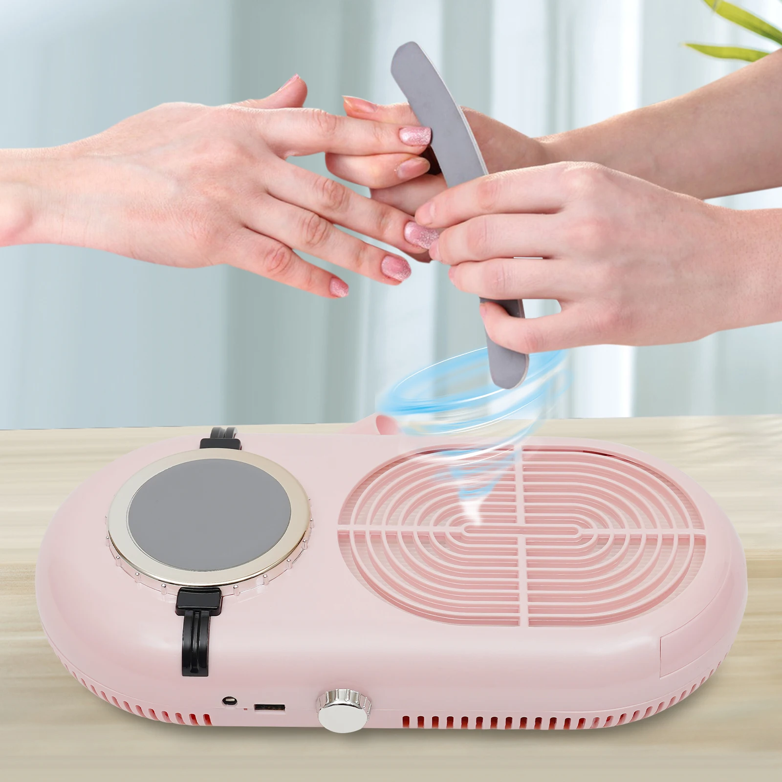 Adjustable Speed Nail Dust Collector 0-4000RPM with Dual USB Ports Reusable Filter Silicone Hand Rest Professional Nail Vacuum Cleaner for Salon Home Manicure Nail Art Use 5
