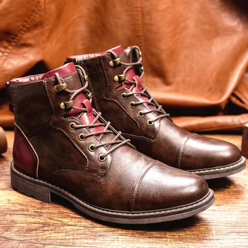 

Men's Boots High-quality Leather High-top Shoes for Men Wear-resistant Non-slip Men's Work Boots Chelsea Boots Botas Para Hombre