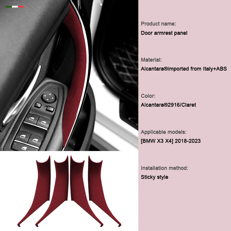 

For BMW X3 X4 G01 G02 2018 2019 2020 2021 2022 2023 Italy Alcantara Covering Accessories Car Inner Door Handle Pull Panel Cover