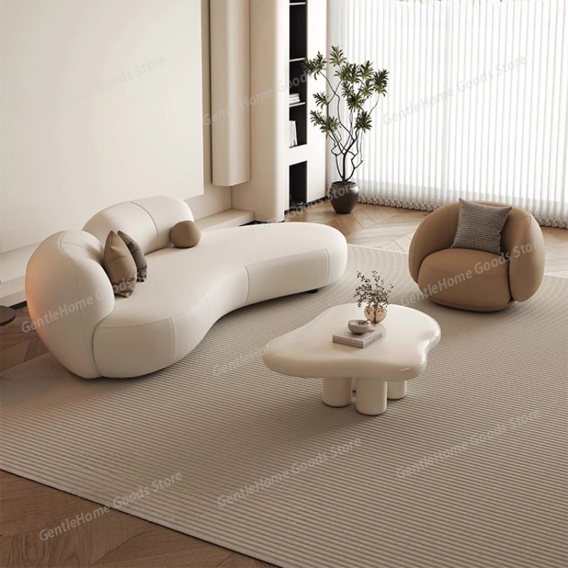 

home Modern Cream wind beauty salon cat paw fabric sofa living room small apartment special-shaped beauty leisure area reception