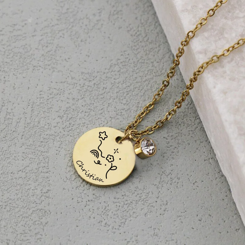 Customized Stainless Steel Zodiac Sign with Birthday Stone Necklace/Birthday/Christmas/Valentine's Day Gift/Fashionable Items